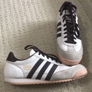 adidas Dragon Sneakers White Purple Leather Suede Sneakers Women’s 7.5 EUC